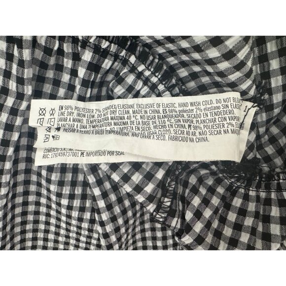 Black & White Gingham Check Ruffle Puff Sleeve Dress Size 2X 18 20 Summer Plus - Picture 6 of 6